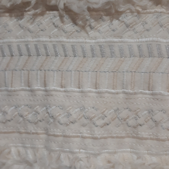 Hei Hei (Anthropologie) Women's Shaggy Sherpa Vest Cream Embroidered Size Small - Picture 5 of 9